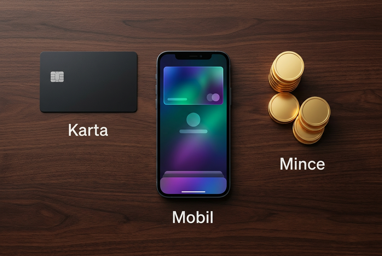 Infografika platebních metod pro kasino